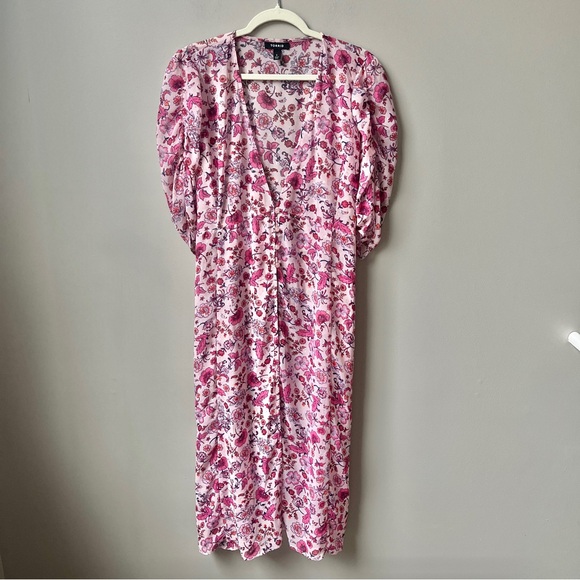 Torrid Kimono Women's 1 1X Pink Floral Midi Swim Cover Up Feminine Whimsical - Picture 1 of 12